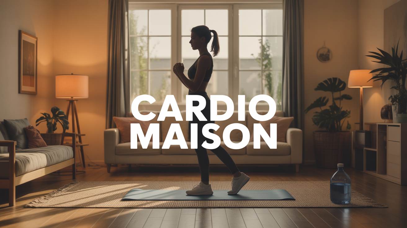 Personne fait cardio maison dans salon