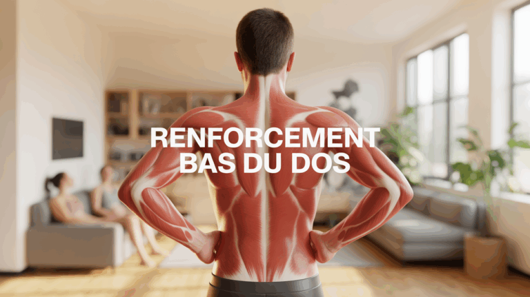 Illustration renforcement bas du dos posture droite et muscles lombaires