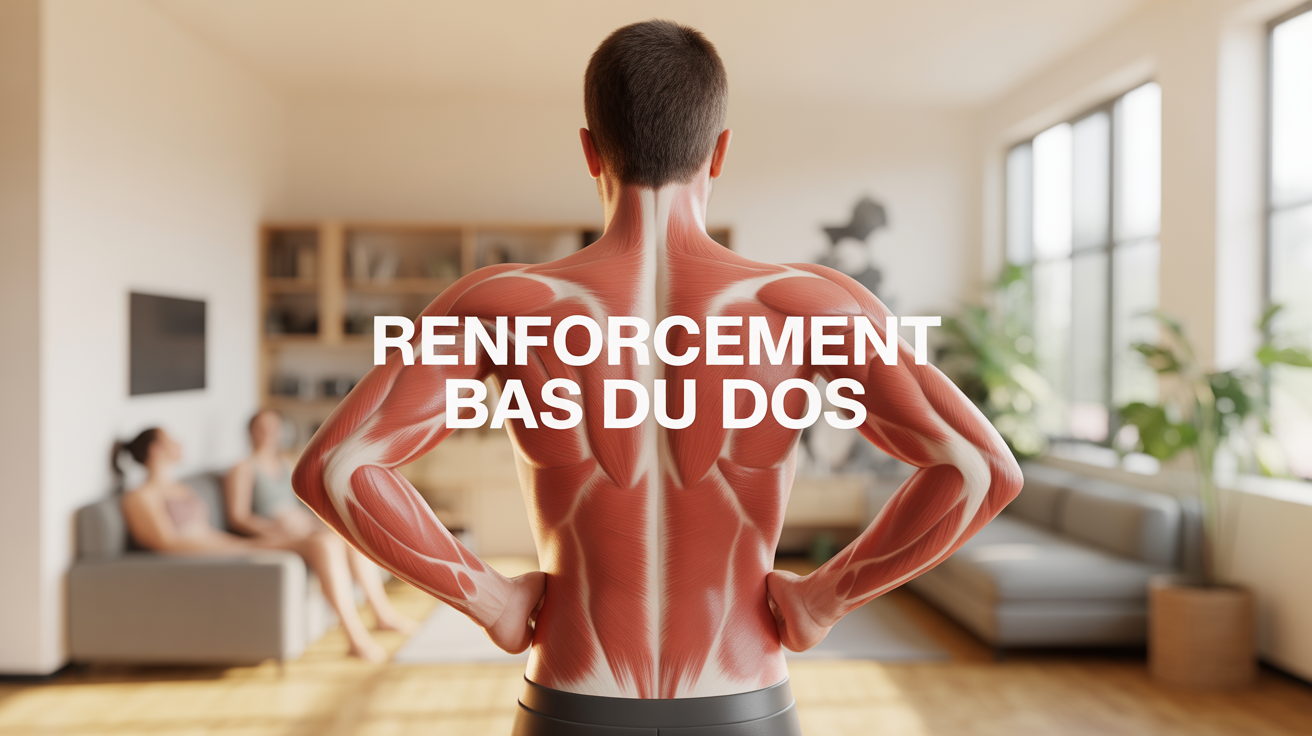 Illustration renforcement bas du dos posture droite et muscles lombaires