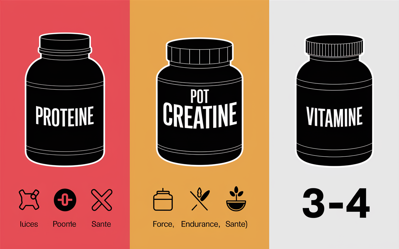 Tableau familles proteine creatine vitamine performance