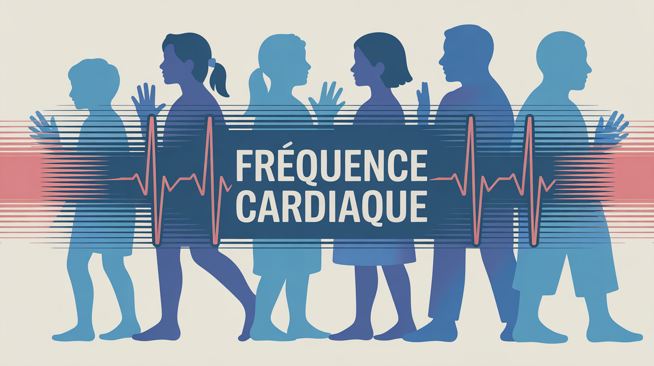 frequence cardiaque, fresque silhouettes en mouvement et repos