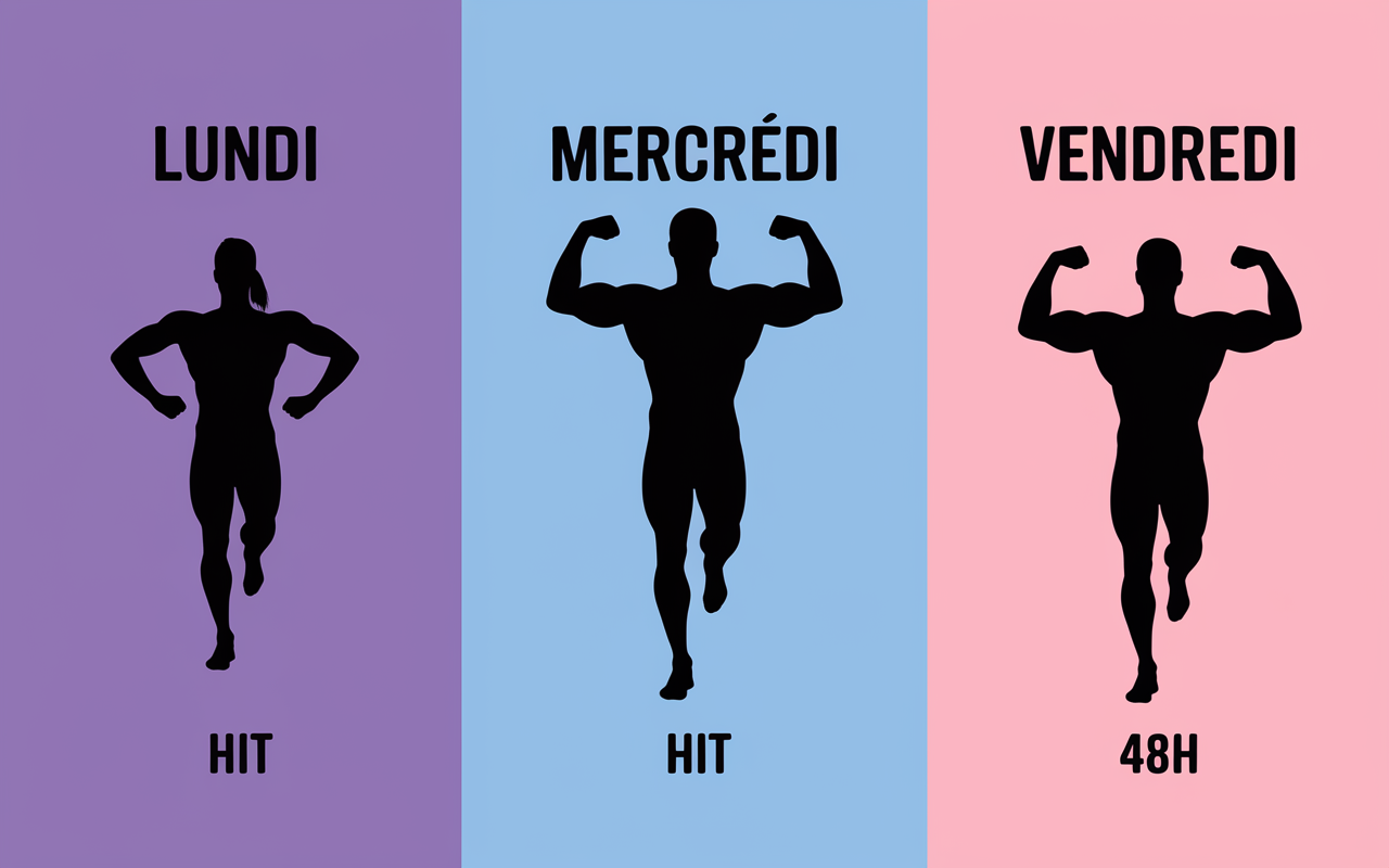 full body femme planning sportif semaine type hiit natation musculation repos 48h