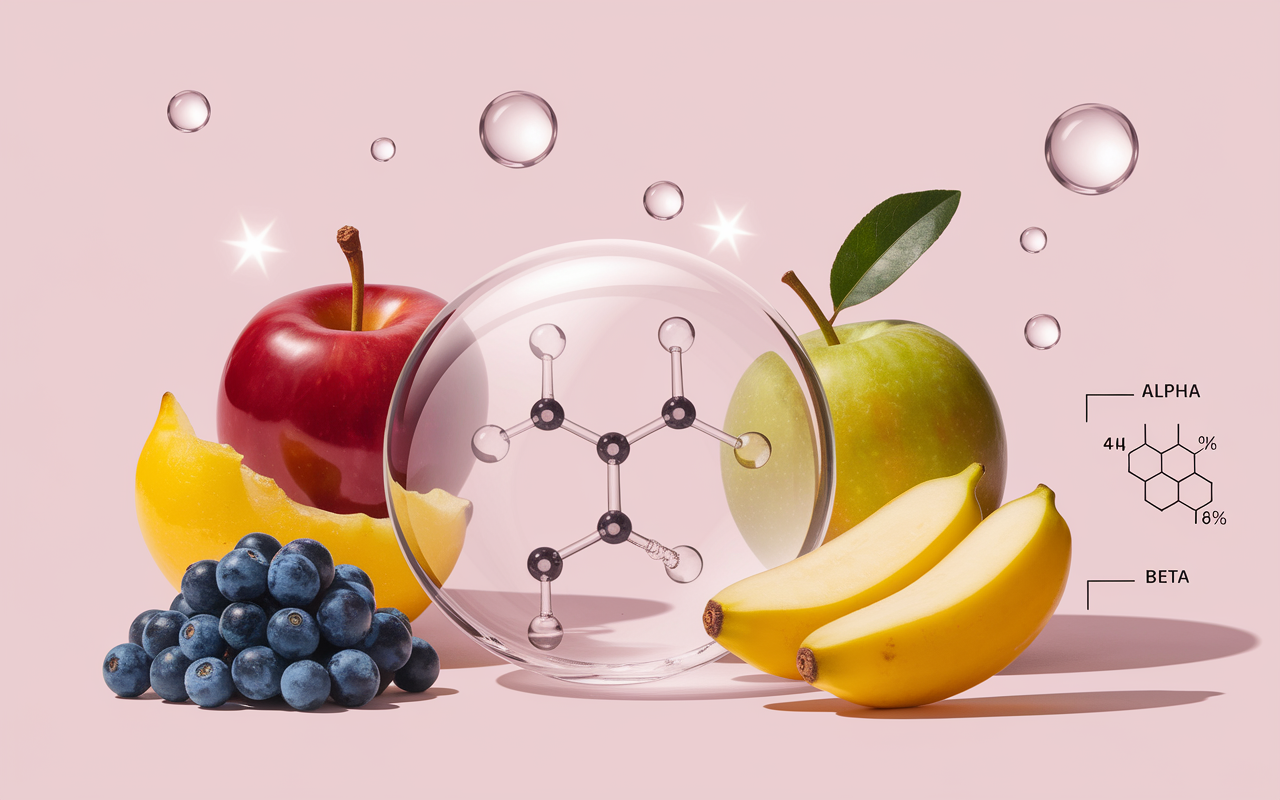 zoom molecule glucose fruits schema alpha beta