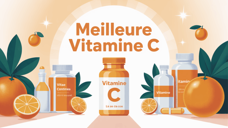 illustration vitamine c avec oranges et flacons