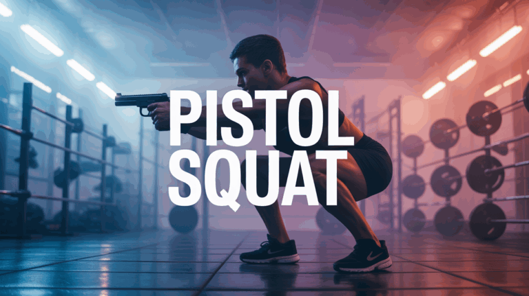 silhouette réalisant un pistol squat avec muscles visibles