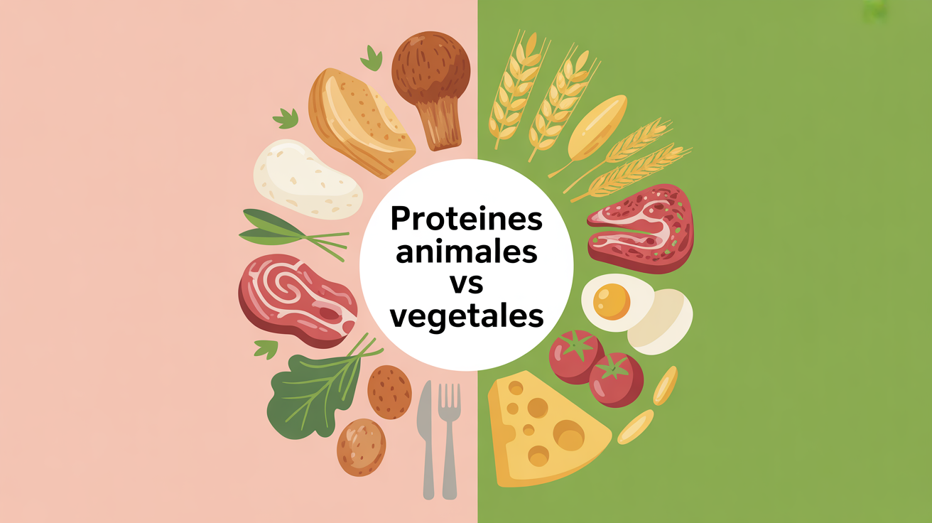 Illustration proteines animales et vegetales assiette nutrition