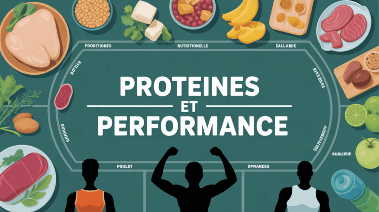 Illustration plateau aliments proteines et silhouettes sport