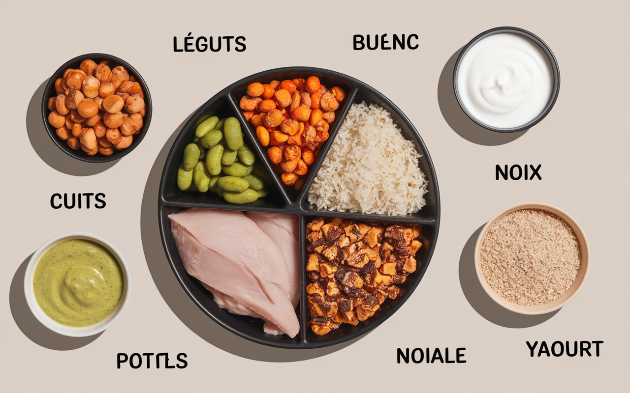 assiette minceur soir légumes protéines féculents portion