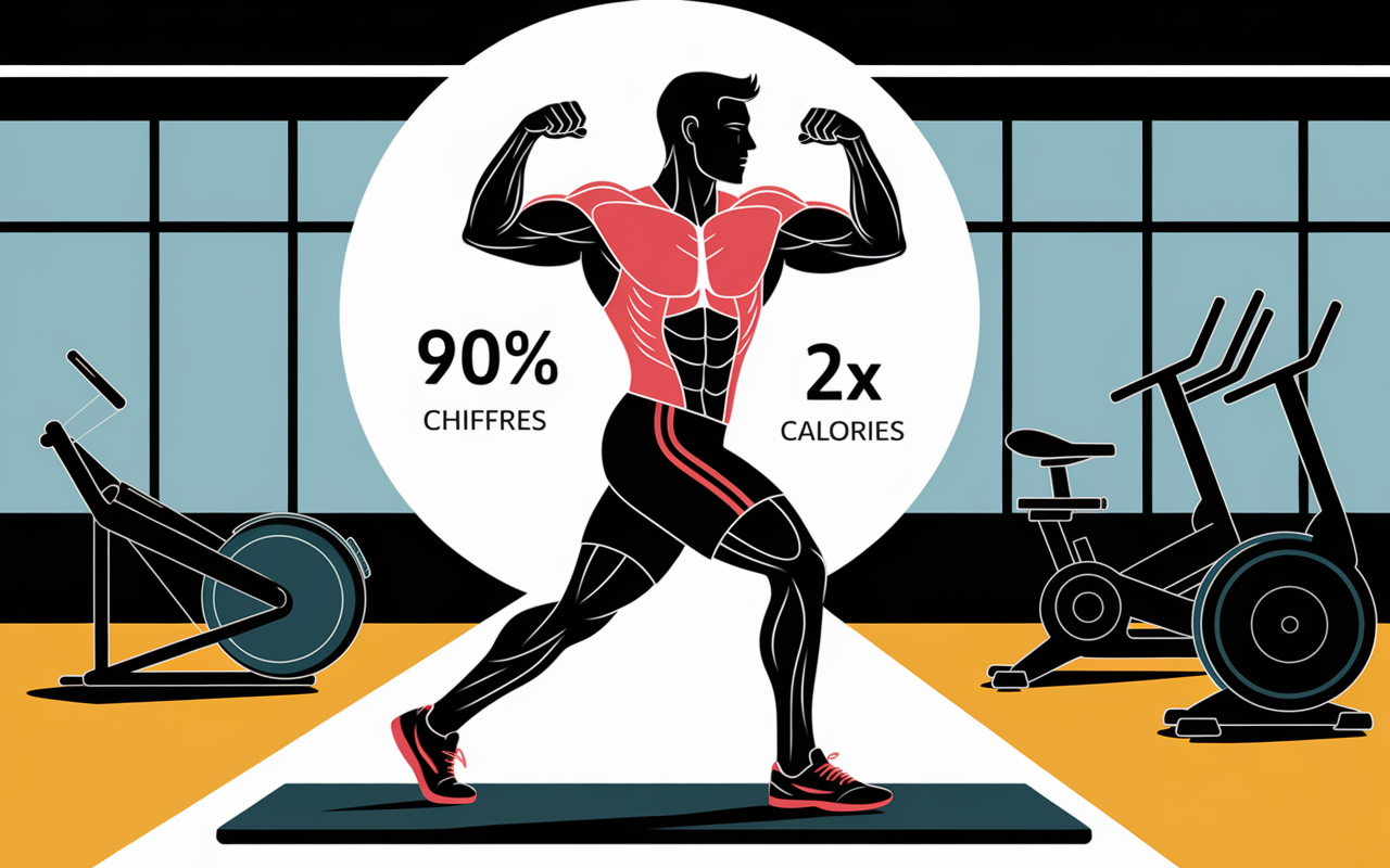 illustration rameur 90 pourcent muscles 2x calories
