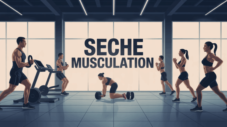 Salle musculation moderne silhouettes halteres cardio