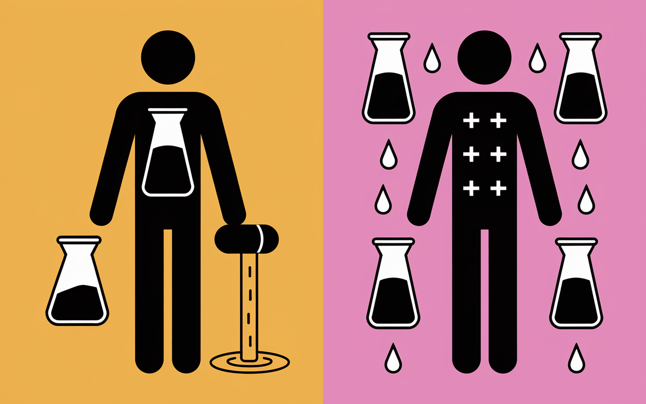 symptômes manque ou excès d'eau urines carafes
