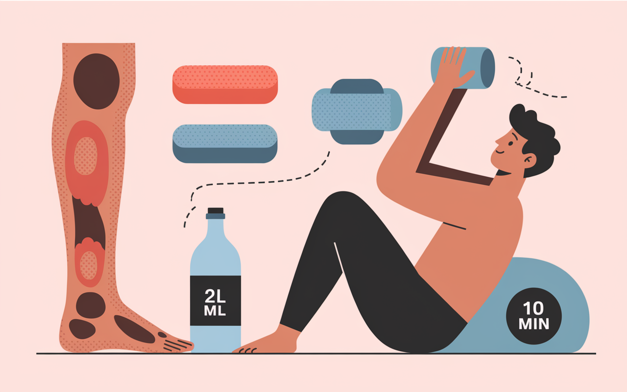 illustration soulager courbatures chaud froid hydratation rouleau