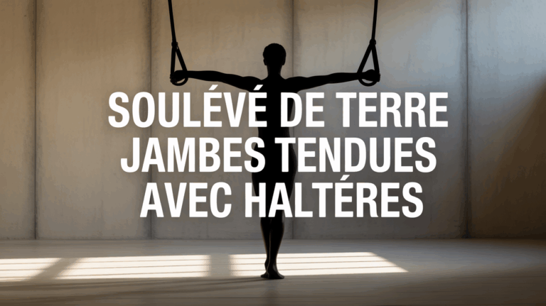 Personne exécutant soulevé de terre jambes tendues avec haltères, dos droit