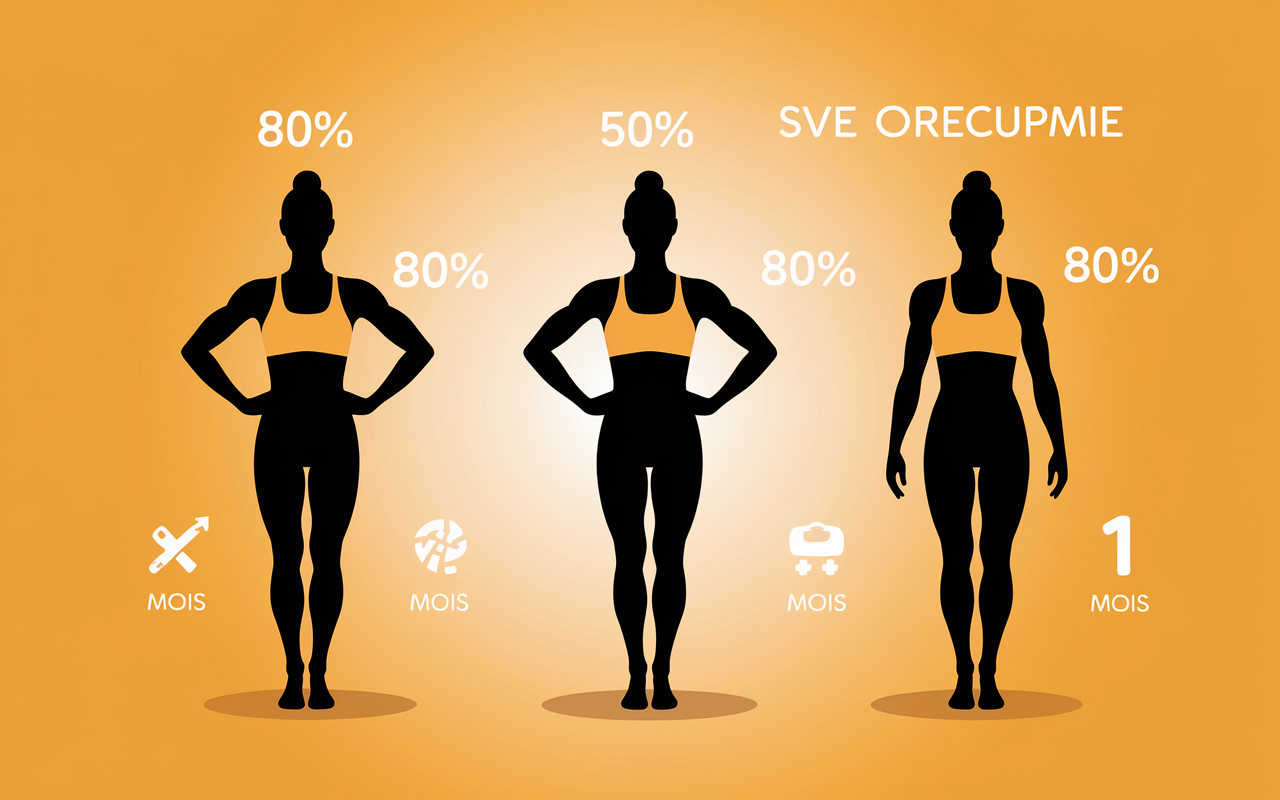 trois silhouettes sportives evolution 1 mois 80 pourcent