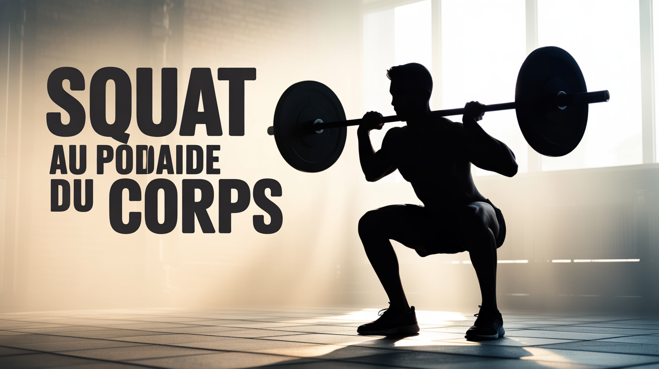 Squat au poids du corps silhouette technique avec équilibre musculation