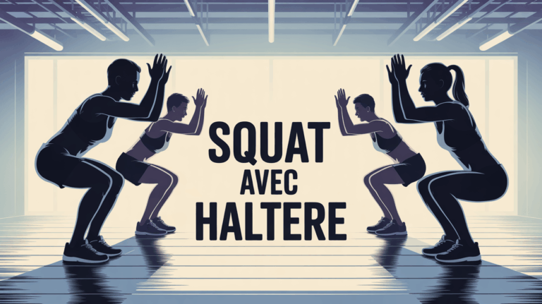 Image squat avec haltere salle lumineuse silhouettes