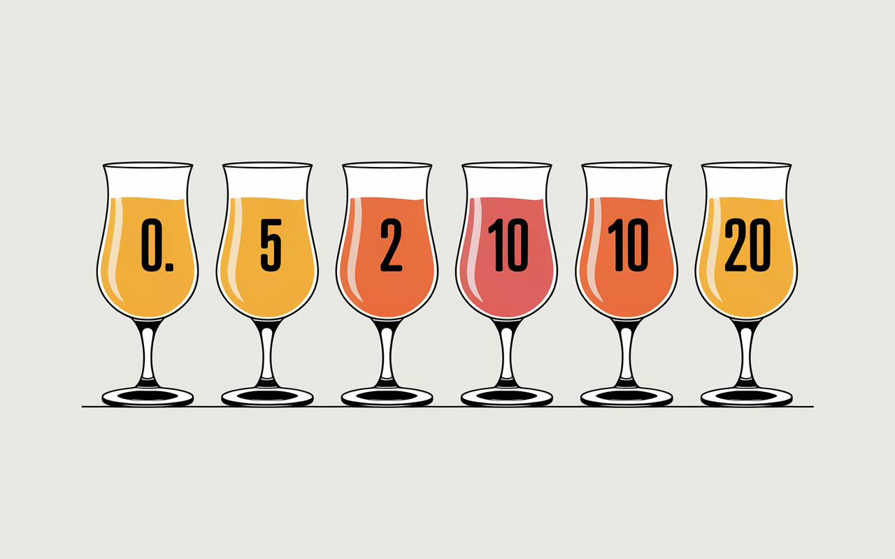 tableau verres biere avec chiffres taux de sucre
