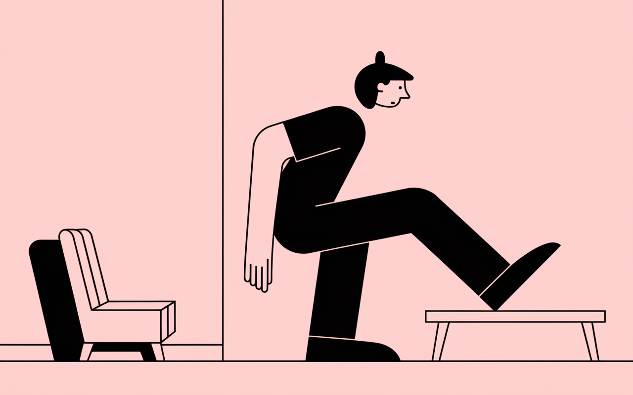 personnage testant mobilité cheville et squat sur une jambe