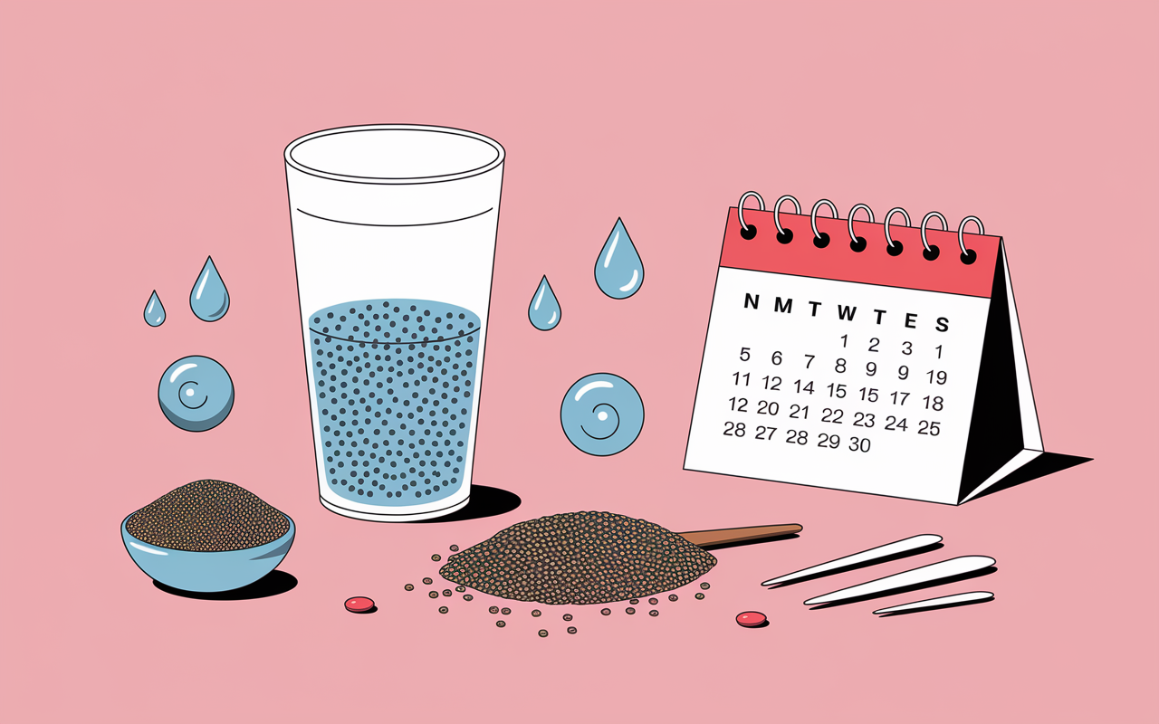 Eau, graines gonflees, calendrier progression hydratation