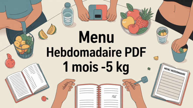 Vue bureau avec menu hebdomadaire PDF perte 5 kg en 1 mois
