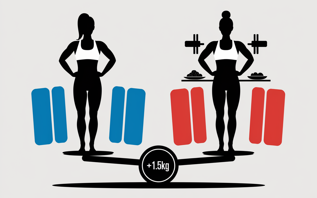 Balance avec silhouettes sportives prise poids muscle et retention eau