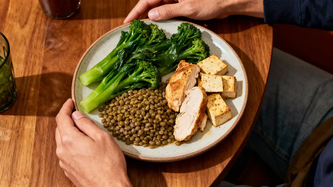 Assiette aliments riches protéines fibres perte de poids naturelle