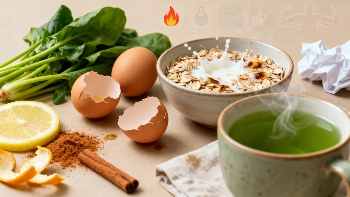 Œufs légumes citron cannelle avoine thé vert pour sécher musculation