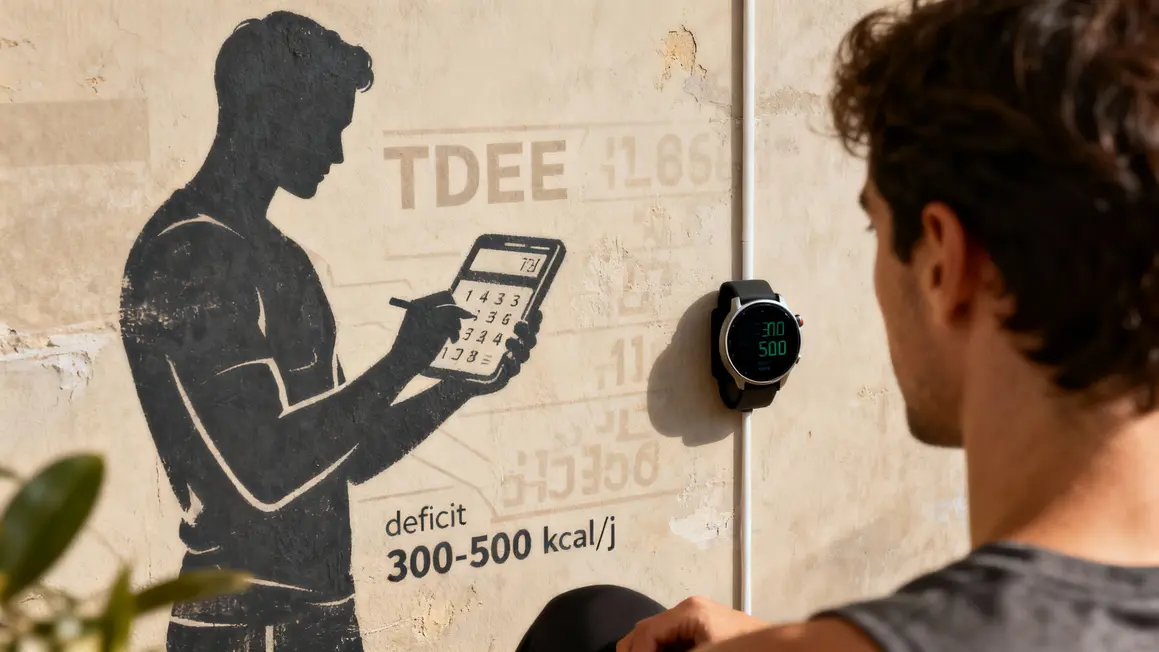 Tableau TDEE deficit calorique montre connectee