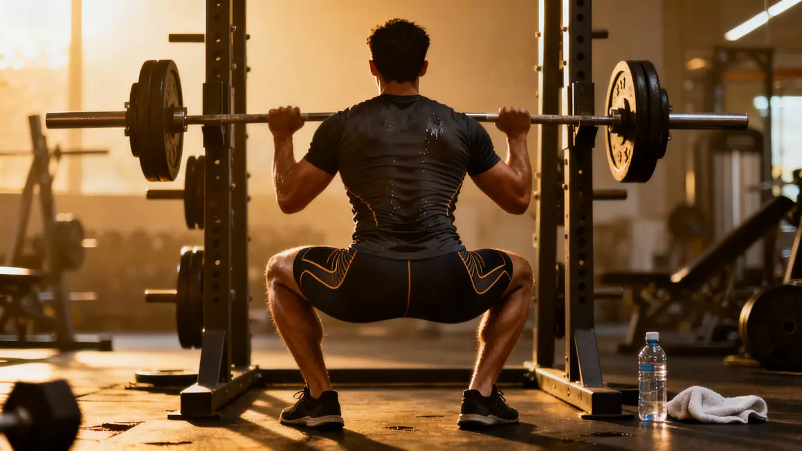 sportif musculation squat tenue technique ajustee