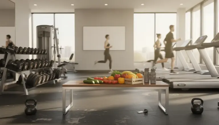 Salle de sport perte de poids rapide et durable avec fruits et haltères