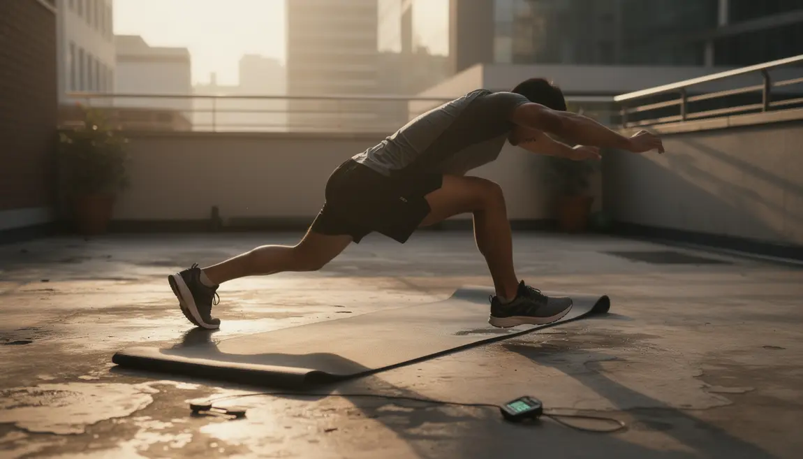 WOD poids de corps burpee en extérieur matin urbain