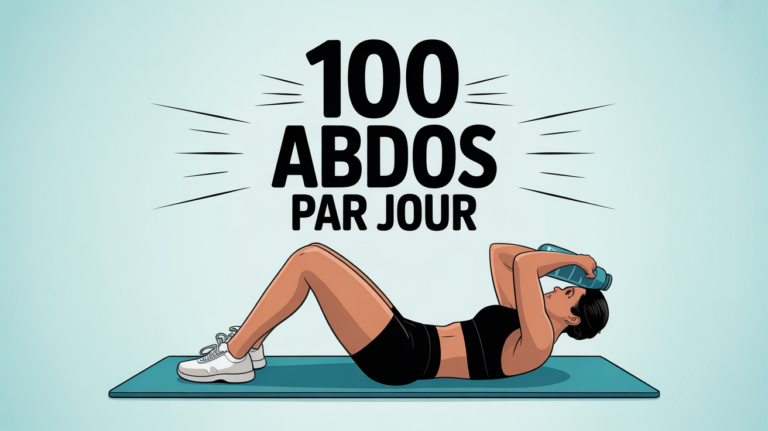 illustration 100 abdos par jour sur tapis de sport
