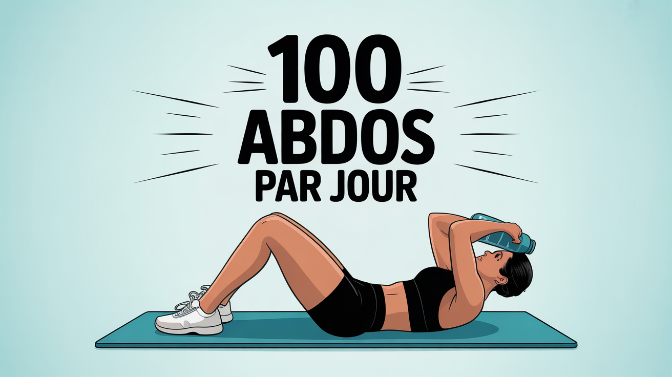 illustration 100 abdos par jour sur tapis de sport