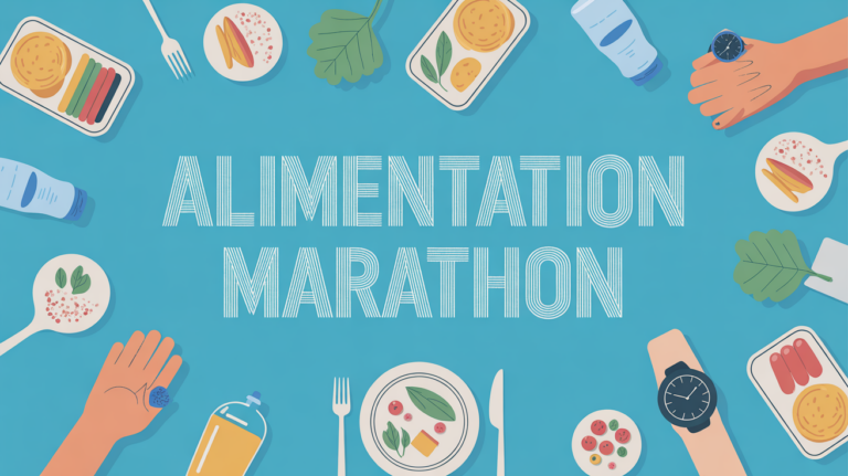 table repas marathon avec assiettes pâtes et accessoires
