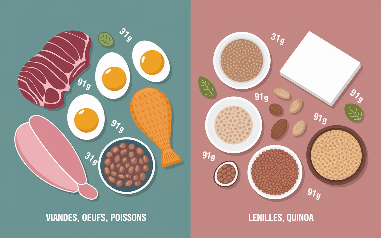 plateau sources animales et vegetales pour comment manger 60 g de proteine par jour