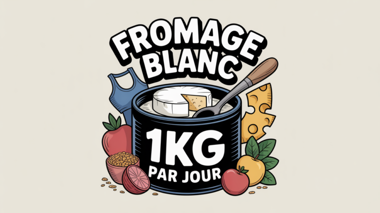 illustration pot et ustensiles manger 1kg de fromage blanc par jour