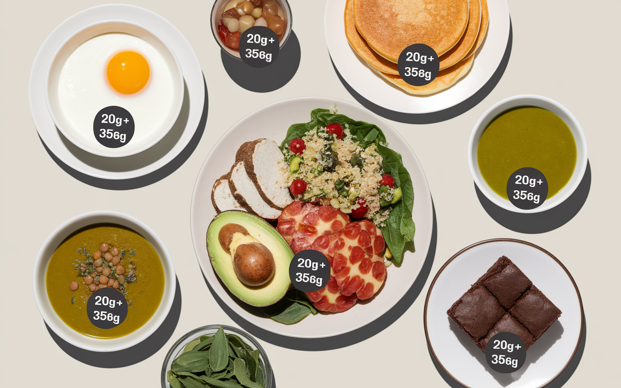 recette riche en proteine musculation, plateau aliments variés