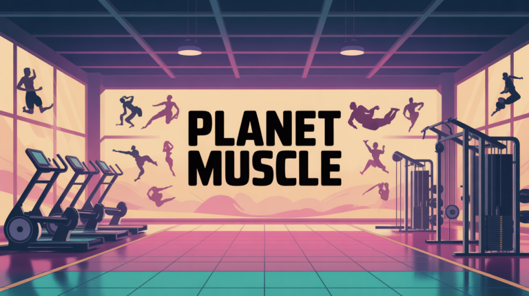 Vue salle planete muscle lumineuse silhouettes sport