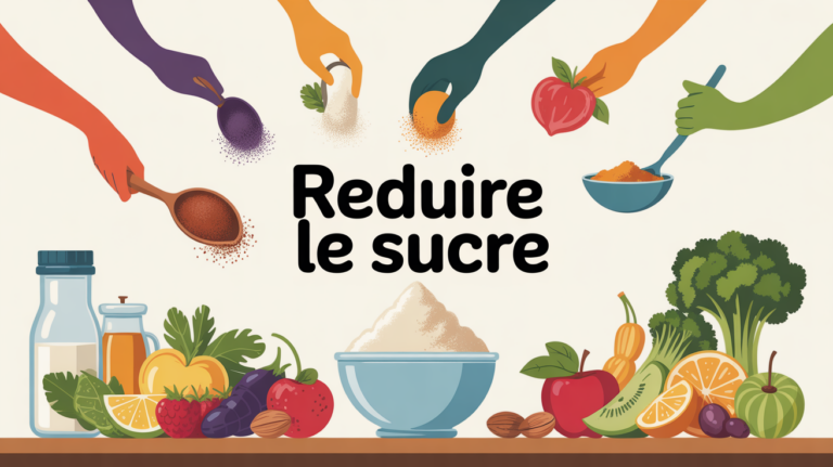 supprimer le sucre de son alimentation fond blanc table aliments sains