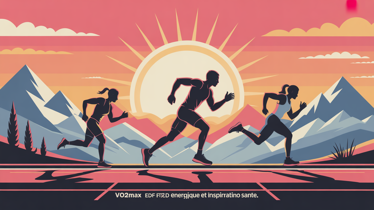vo2max evolution silhouettes coach et sportive sur piste au lever du soleil