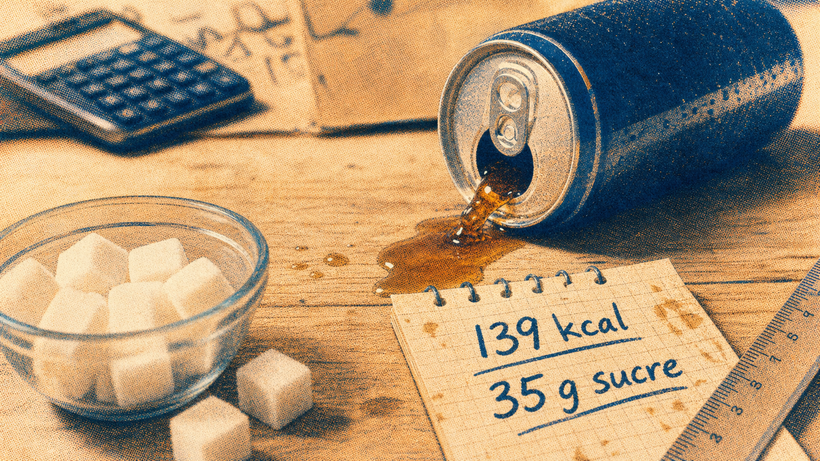Calorie dans une canette de coca : 139 kcal et 35 g de sucre