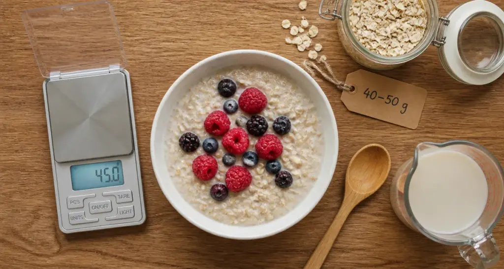 Combien de grammes de flocons d’avoine le matin : 40 g ou 60 g ? Porridge à l’avoine.