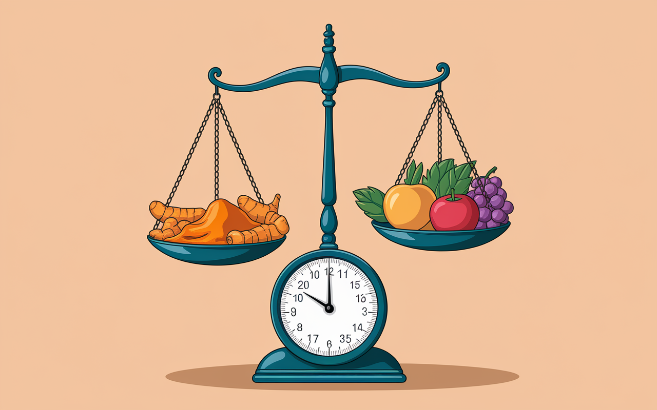 Balance curcuma et objets perte de poids