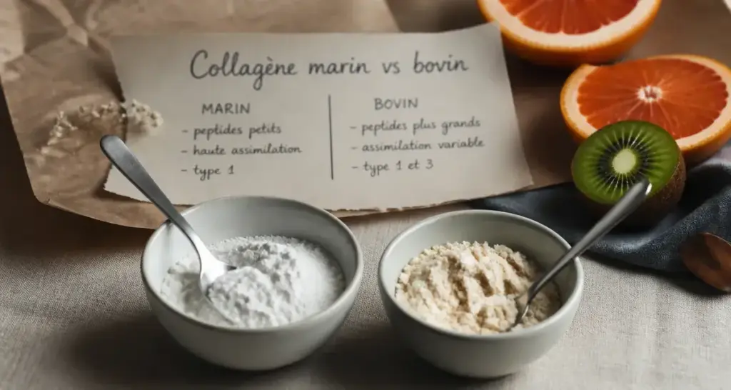 Difference collagene marin et bovin : bols de collagène marin et bovin