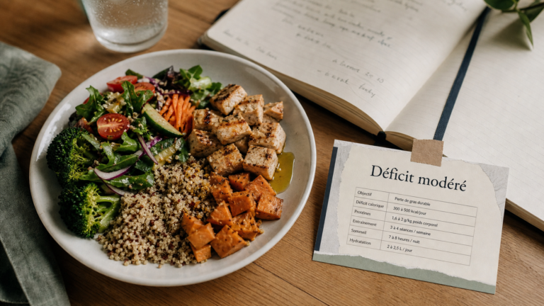 Nutrition perdre du poids : déficit calorique modéré, assiette équilibrée