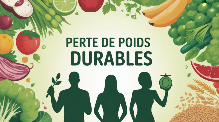 assiette avec aliments pour perdre du poids et personnages souriants