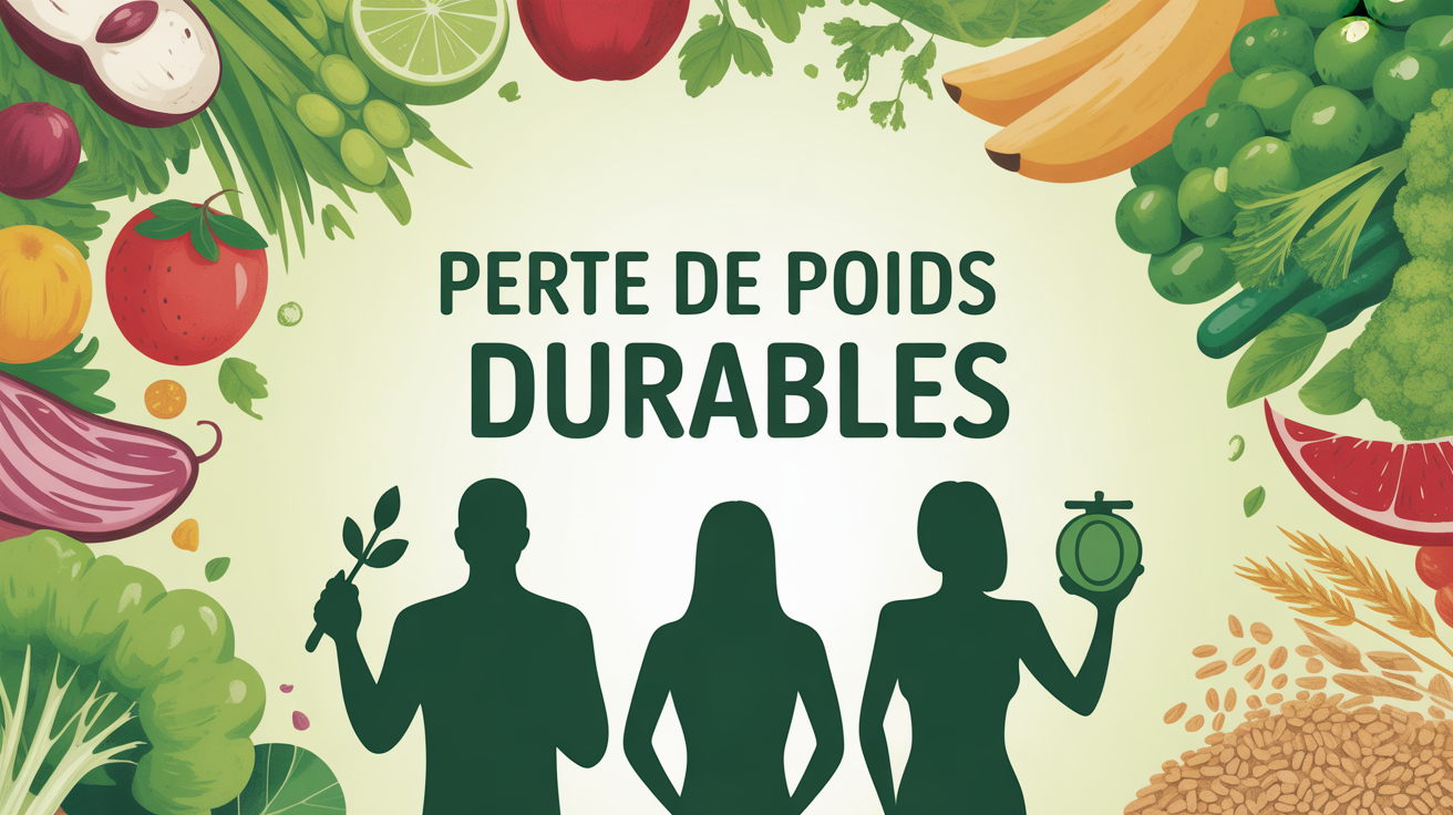 assiette avec aliments pour perdre du poids et personnages souriants