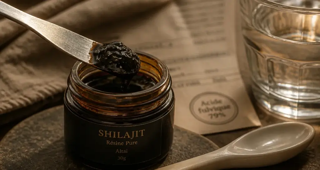 Shilajit primal 79% acide fulvique pour booster l’énergie