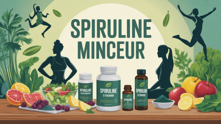 table, poudre spiruline, comprimés et sportifs pour minceur