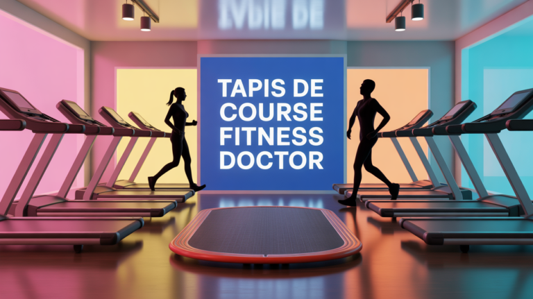 tapis de course fitness doctor au centre d'un salon moderne